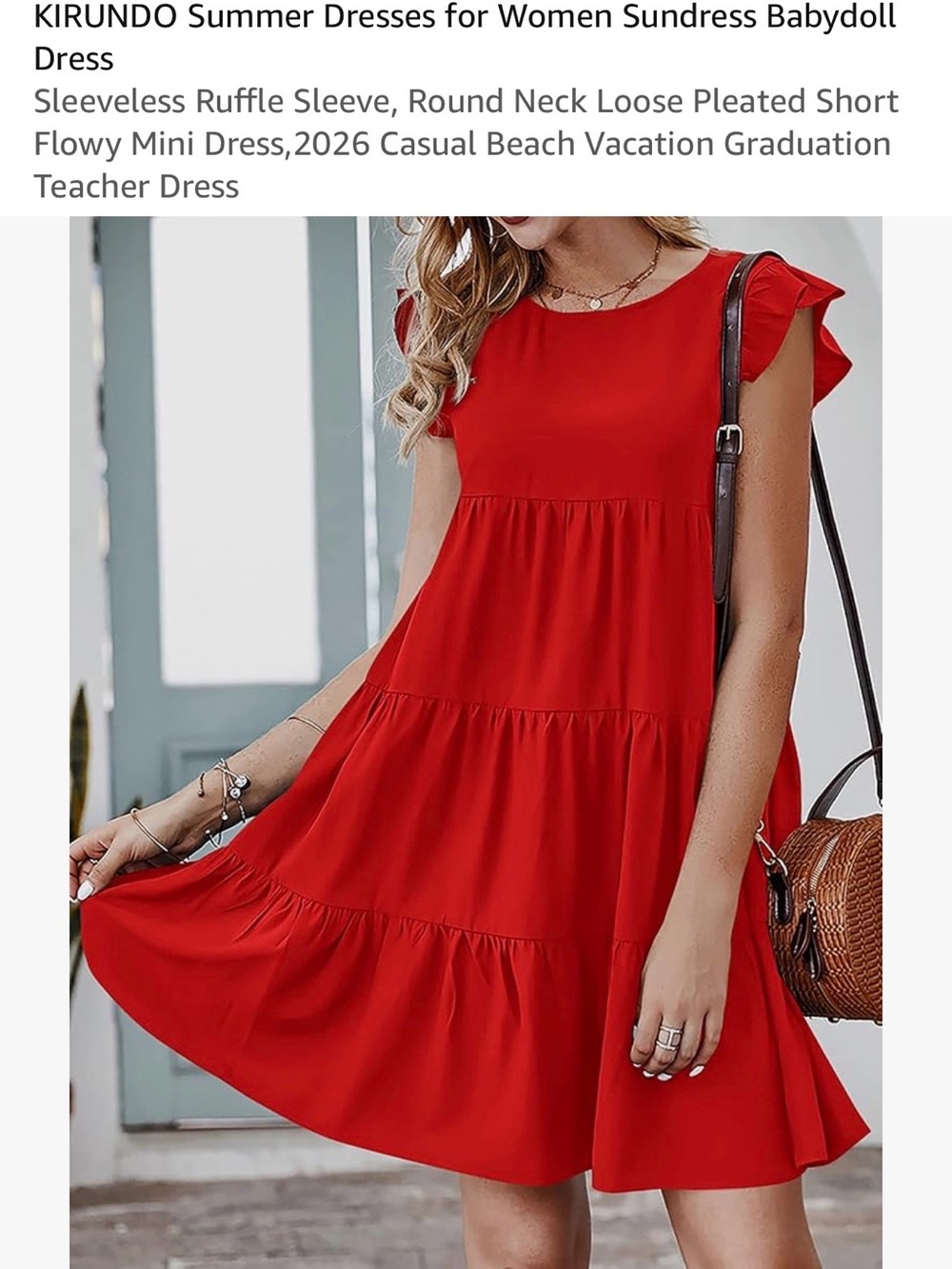 Red Ruffle Sleeve Babydoll Dress by